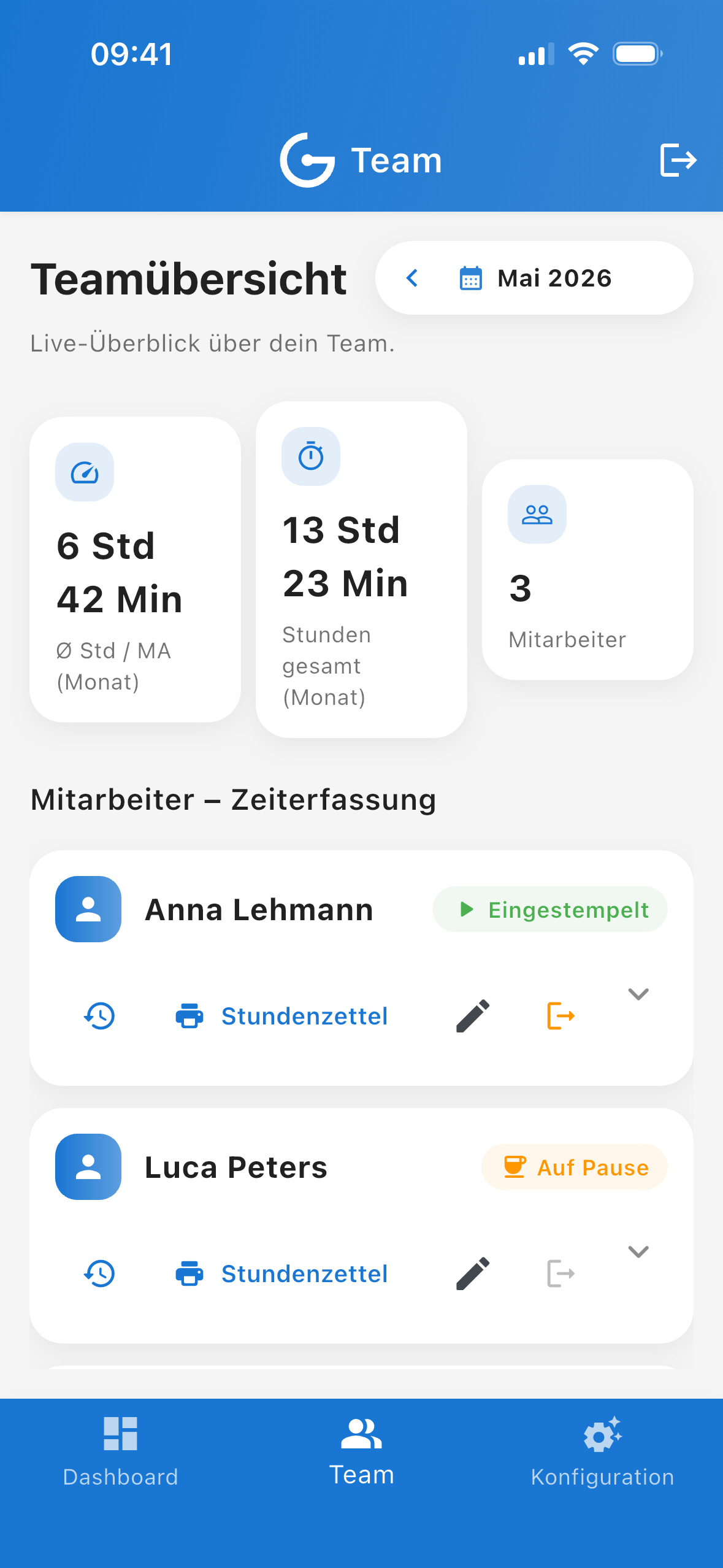 Live-Dashboard Screenshot